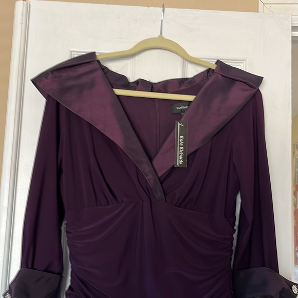 R&M Richards Deep Purple Long Sleeve Dress sz 10 - Picture 3 of 5